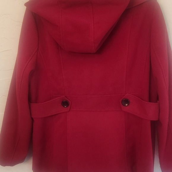 Cranberry Red Pea Coat - Picture 3 of 3
